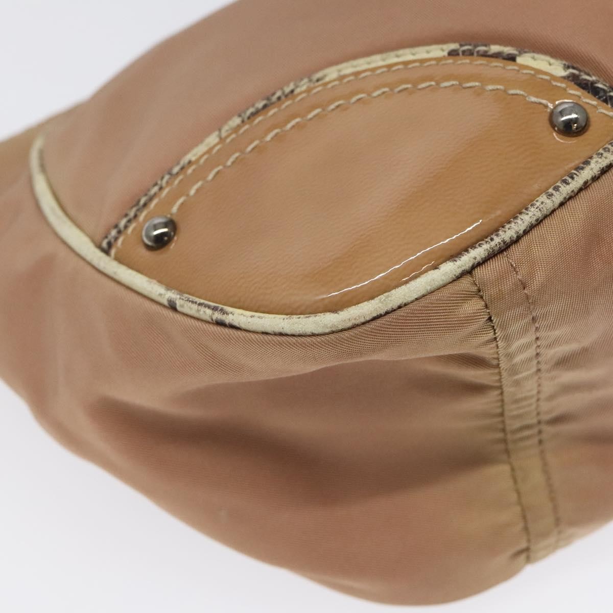 Prada Zip Hobo Tessuto with Leather, BEIGE, NYLON, Shoulder bag