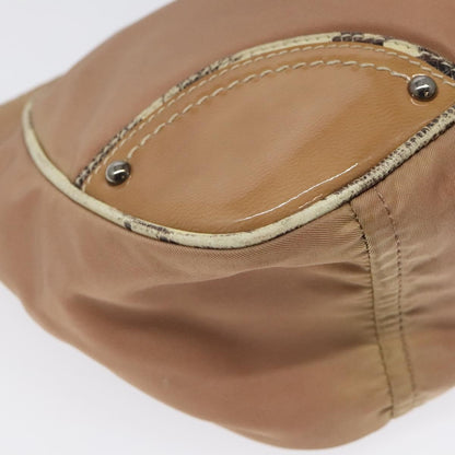 Prada Zip Hobo Tessuto with Leather, BEIGE, NYLON, Shoulder bag