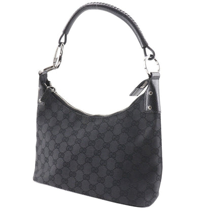 Gucci Ring Handle Zip Hobo GG Canvas, BLACK, CANVAS, Shoulder bag