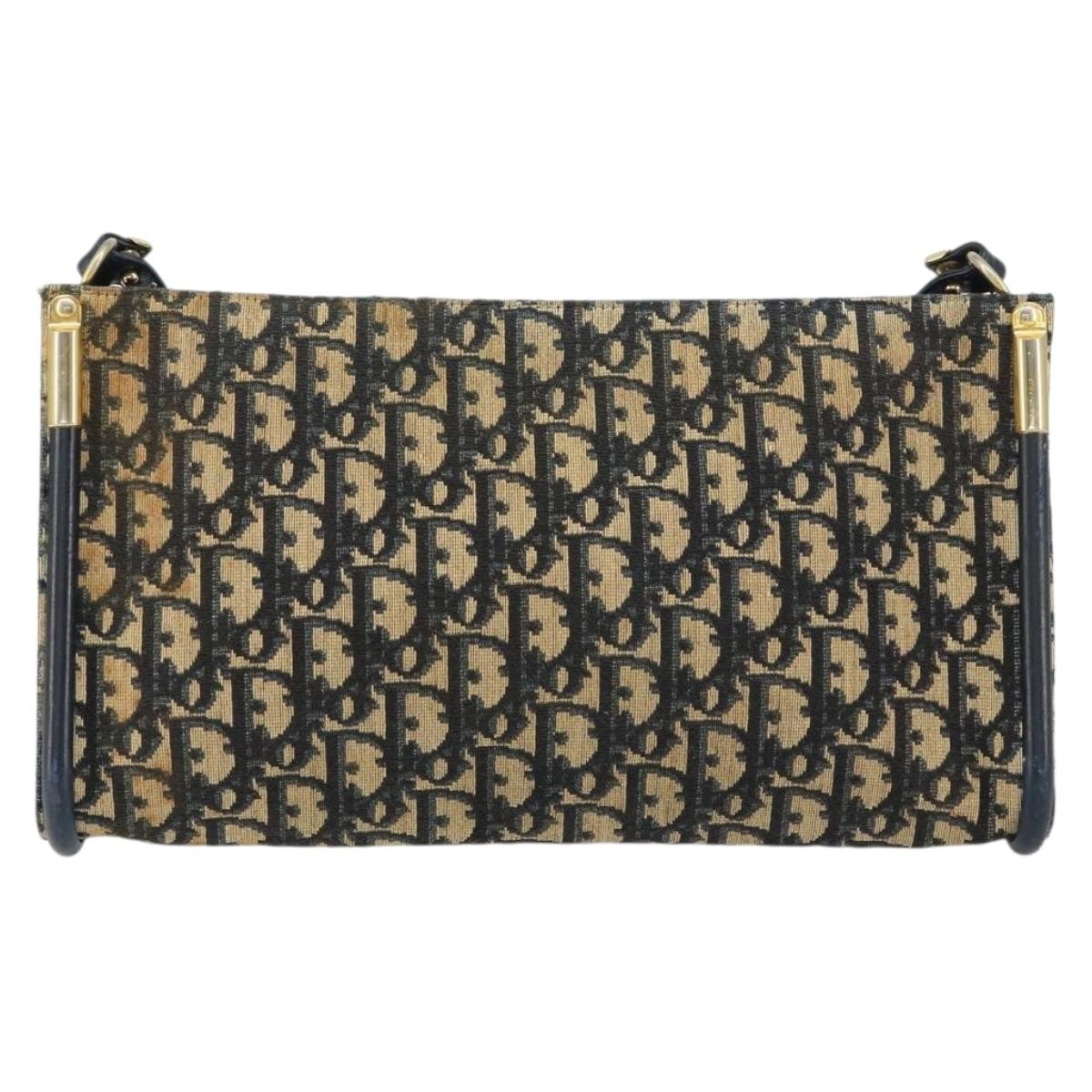 Christian Dior Vintage Trotter Shoulder Bag Canvas, NAVY, CANVAS, Shoulder bag