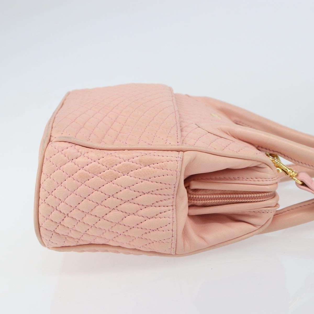 Bally Vintage Handbag Quilted Leather, PINK, LEATHER, Handbag