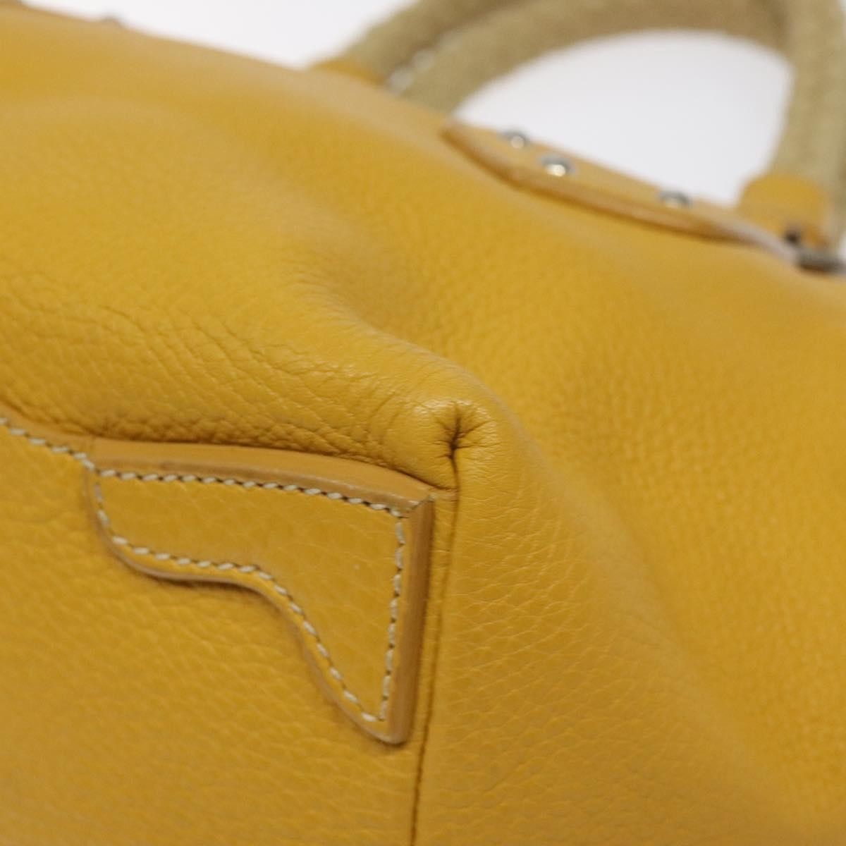 Prada Vintage Handbag Leather, YELLOW, LEATHER, Handbag
