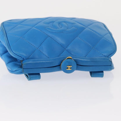 Chanel Vintage Diamond CC Tassel Waist Bag Quilted Lambskin, BLUE, LEATHER, Clutche & pouche