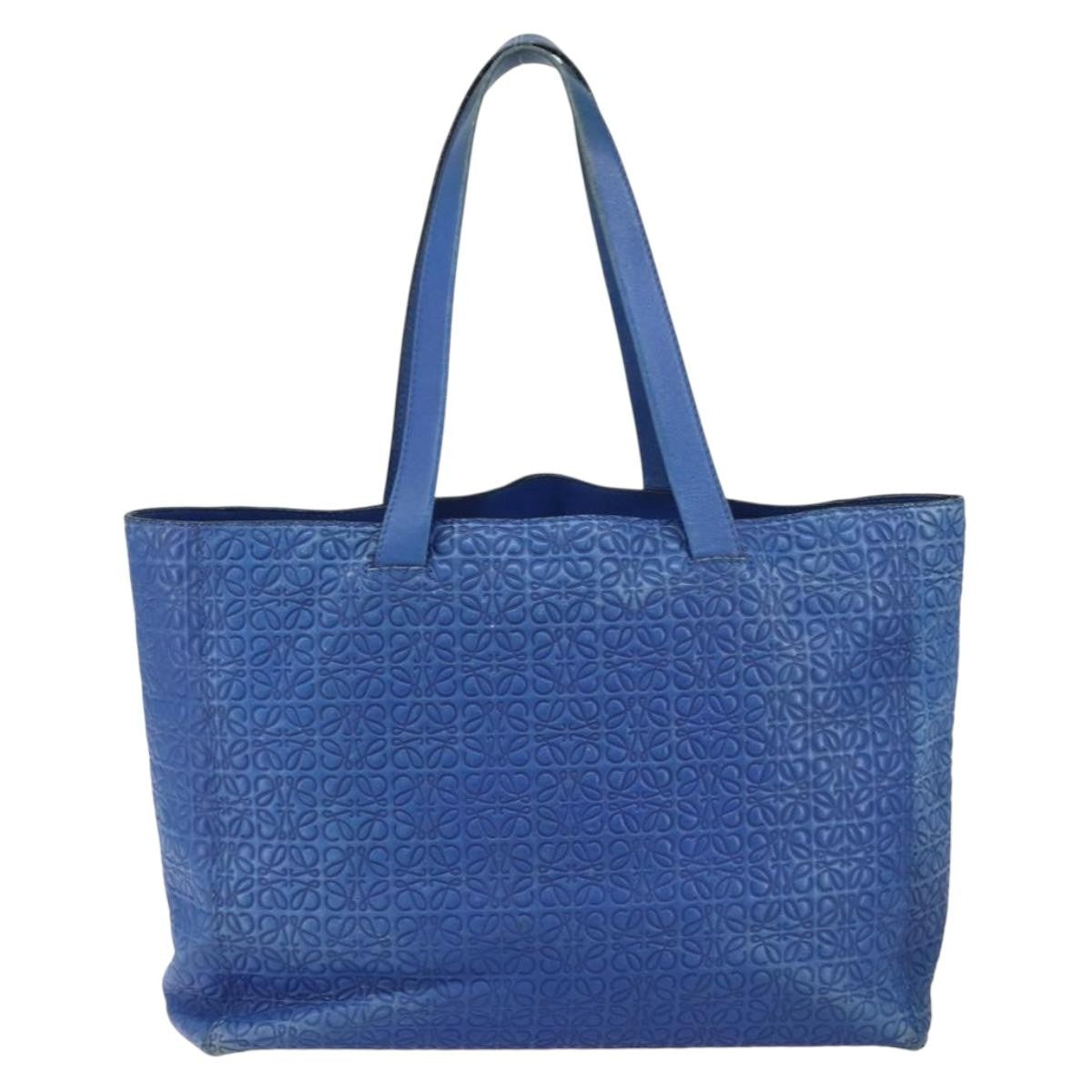 Loewe Vintage Anagram Tote Leather, BLUE, LEATHER, Tote bag