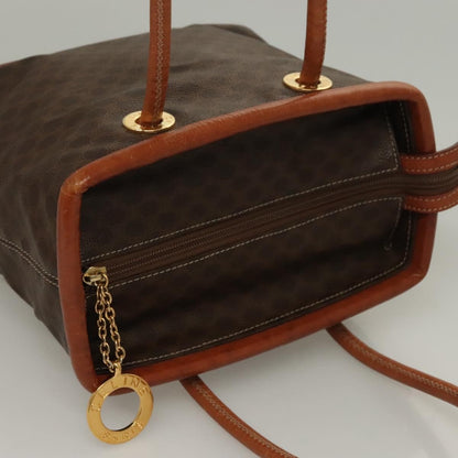 Celine Macadam Handbag Macadam with leather, BROWN, CANVAS, Handbag