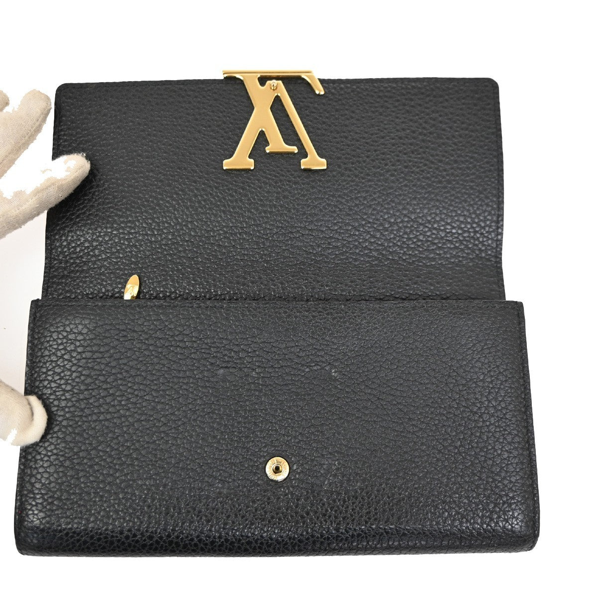 Louis Vuitton Capucines Long Wallet Leather, BLACK, LEATHER, Wallets