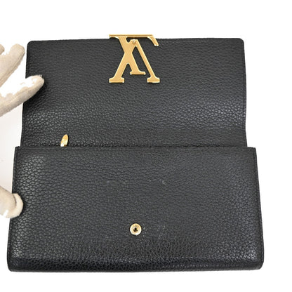 Louis Vuitton Capucines Long Wallet Leather, BLACK, LEATHER, Wallets