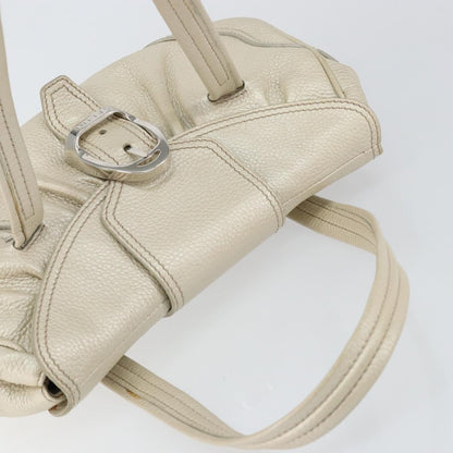 Celine Vintage Buckle Shoulder Bag Leather, WHITE, LEATHER, Shoulder bag