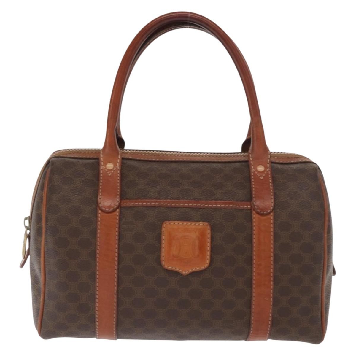 Celine Macadam Handbag Macadam with leather, BROWN, CANVAS, Handbag