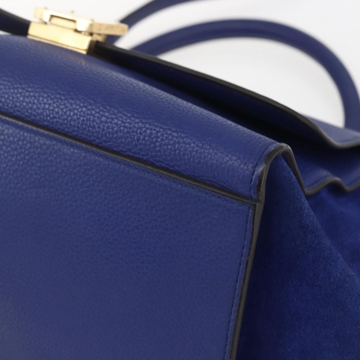 Celine Trapeze Bag Leather with Suede, BLUE, LEATHER, Handbag