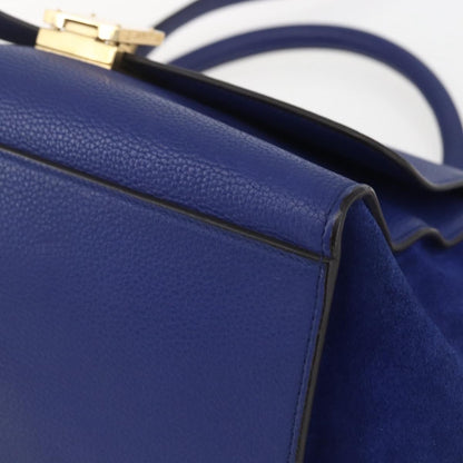 Celine Trapeze Bag Leather with Suede, BLUE, LEATHER, Handbag
