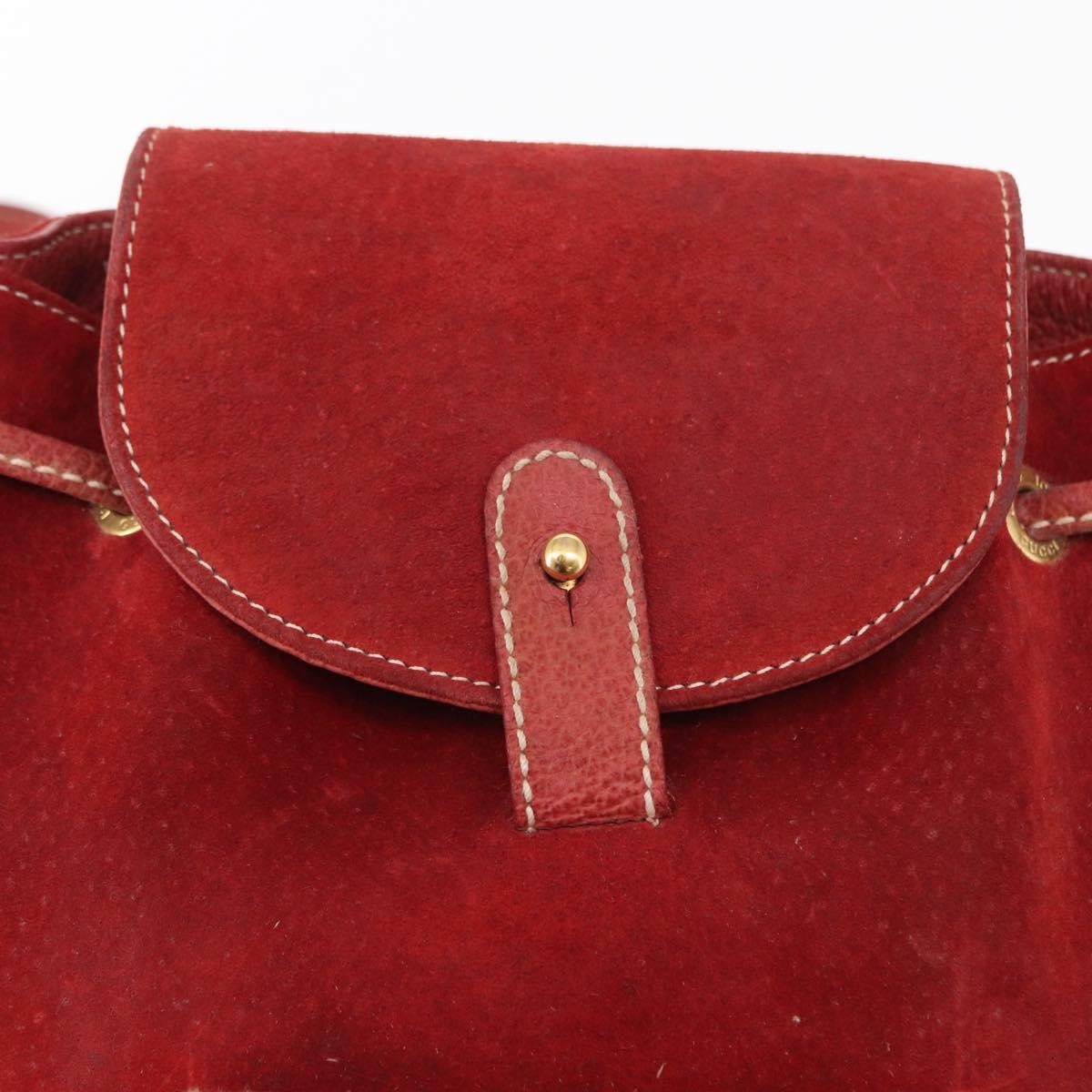 Gucci Vintage Bamboo Backpack Suede, RED, SUEDE, Backpack