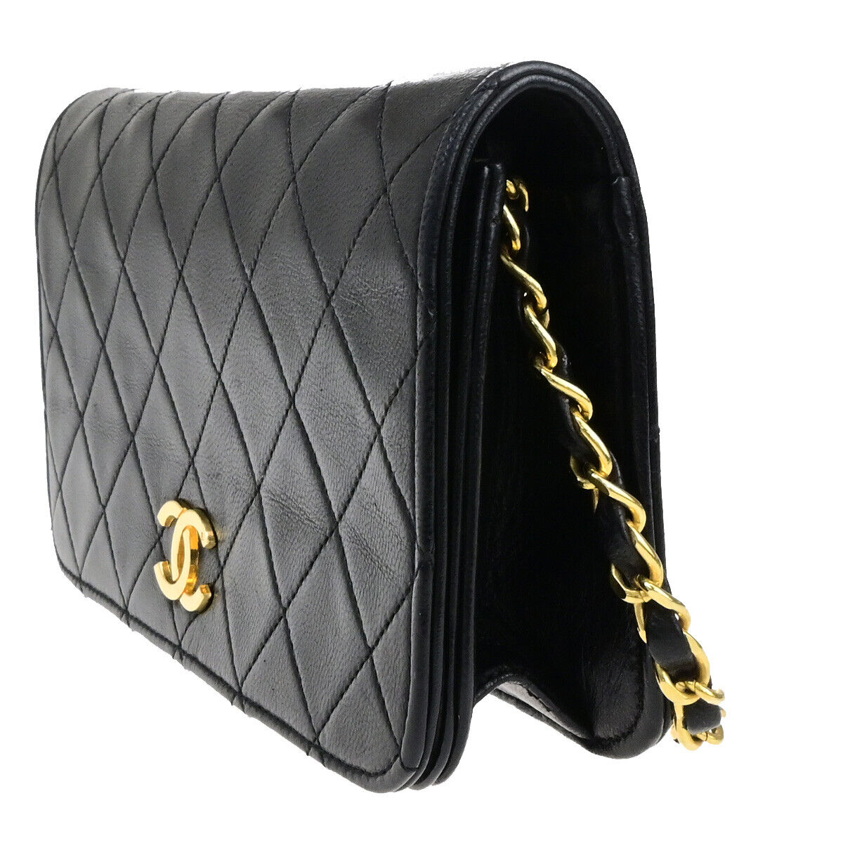 Chanel Wallet on Chain Stitched Leather, BLACK, LEATHER, Clutche & pouche