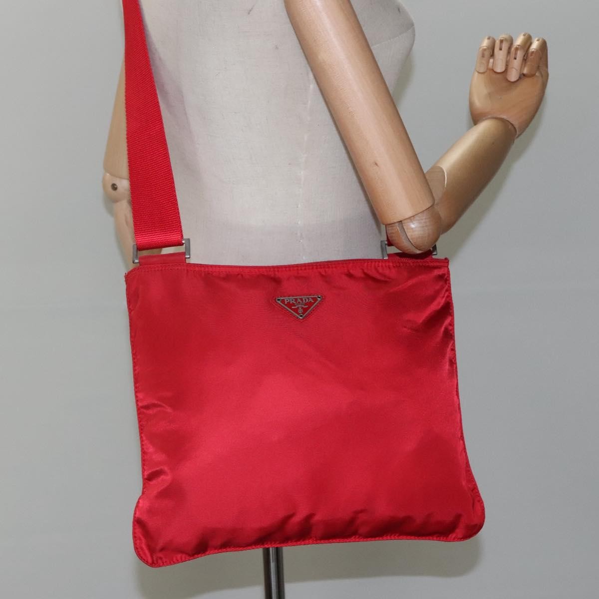 Prada Flat Messenger Bag Tessuto, Red, Nylon, Shoulder Bag