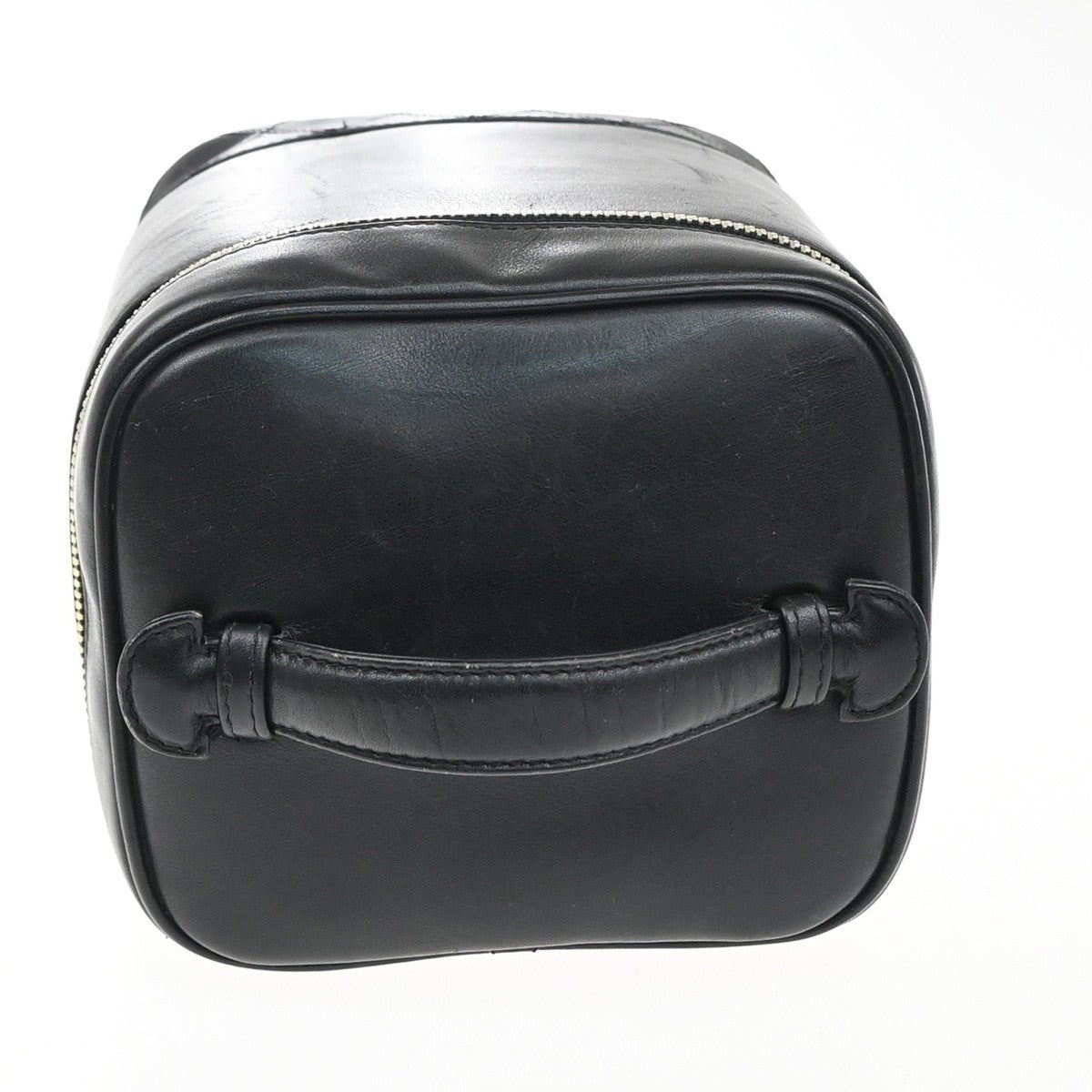Chanel Vintage Cosmetic Case Leather, BLACK, LEATHER, Handbag