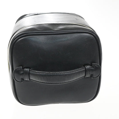 Chanel Vintage Cosmetic Case Leather, BLACK, LEATHER, Handbag