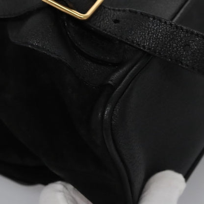 Gucci Vintage Bamboo Backpack Suede, BLACK, SUEDE, Backpack