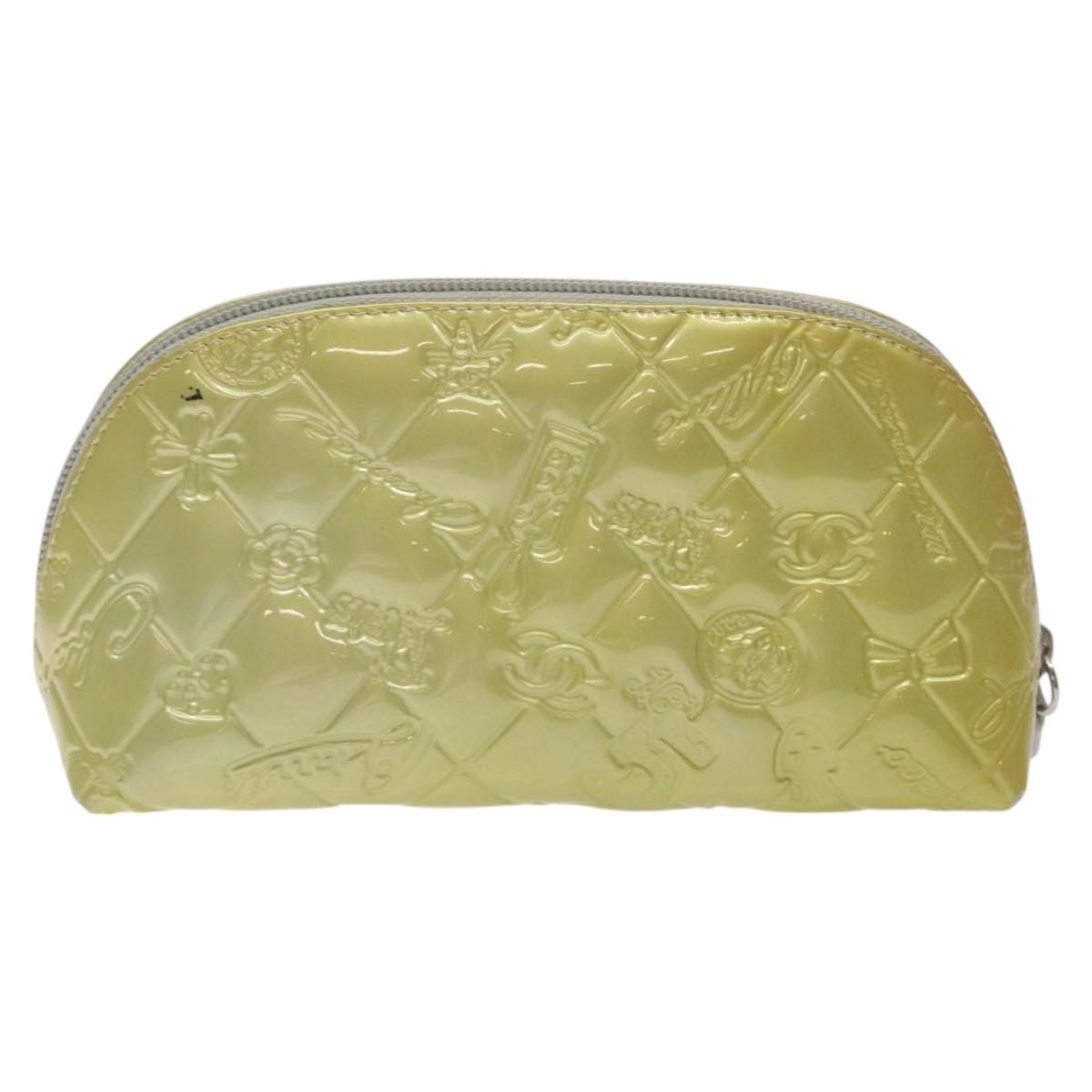 Chanel Vintage Toiletry Pouch Patent leather, Silver, Other, Clutch