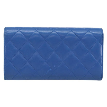 Chanel CC Gusset Classic Flap Wallet Quilted Lambskin, BLUE, LEATHER, Wallets