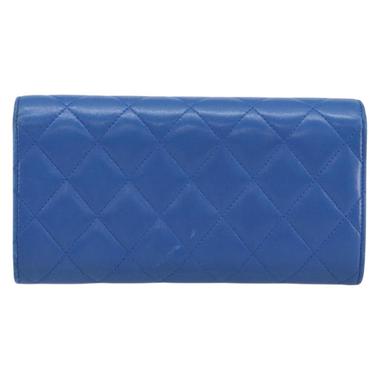 Chanel CC Gusset Classic Flap Wallet Quilted Lambskin, BLUE, LEATHER, Wallets