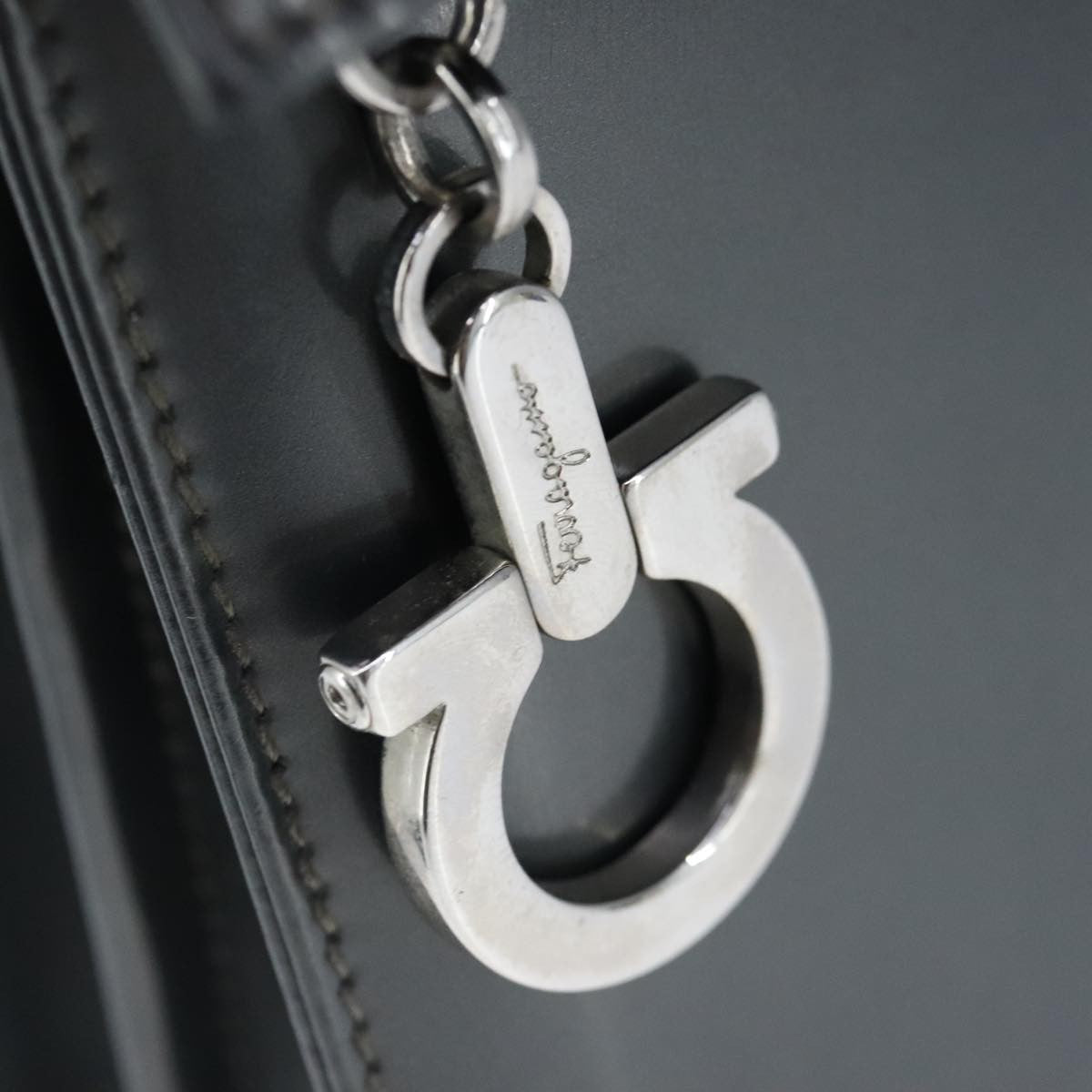 Salvatore Ferragamo Vintage Handbag Leather, BLACK, LEATHER, Handbag