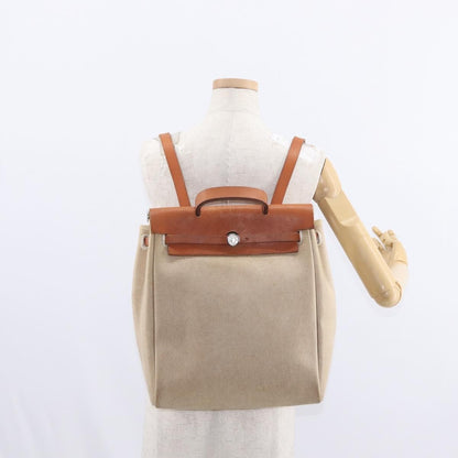 Hermes Herbag A Dos Backpack Toile, BEIGE, CANVAS, Backpack