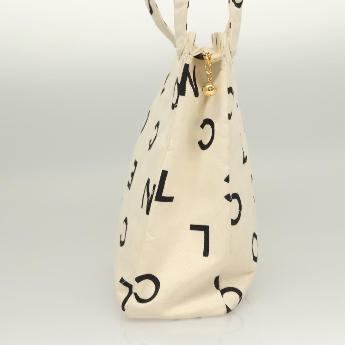 Chanel Vintage Coco Logo Zip Tote Quilted Printed Canvas, WHITE, CANVAS, Tote bag