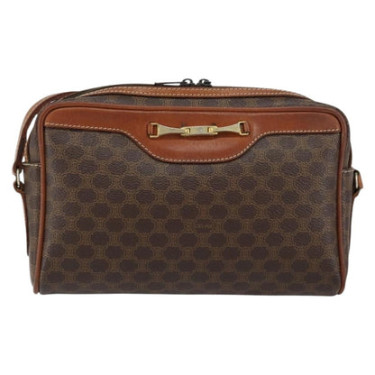 Celine Vintage Macadam Shoulder Bag Canvas and Leather, BROWN, CANVAS, Shoulder bag