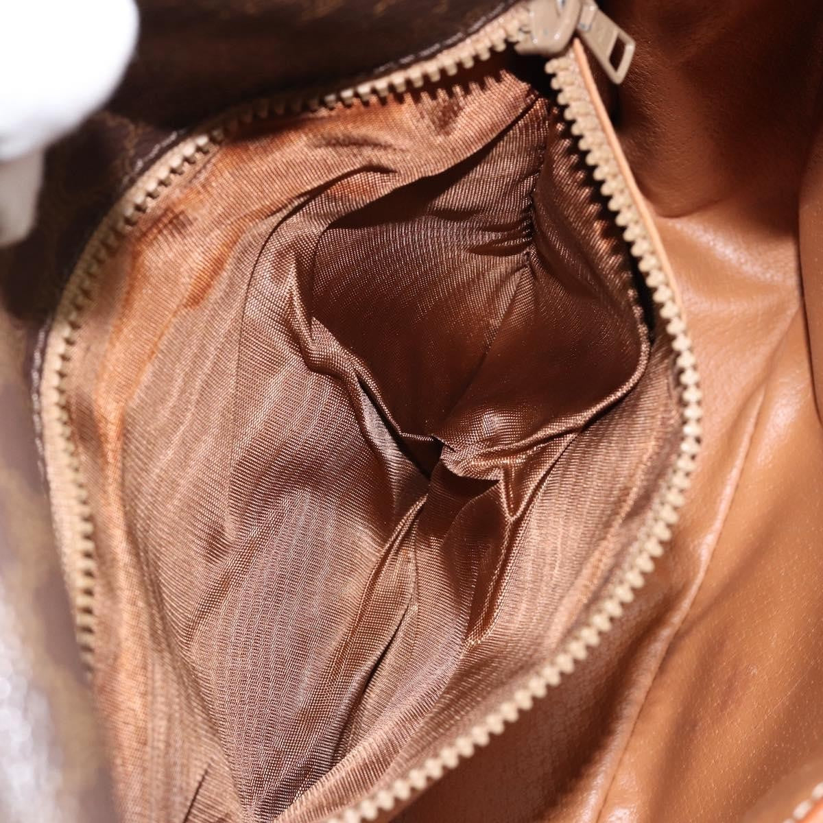 Celine Vintage Macadam Shoulder Bag Canvas and Leather, BROWN, CANVAS, Shoulder bag