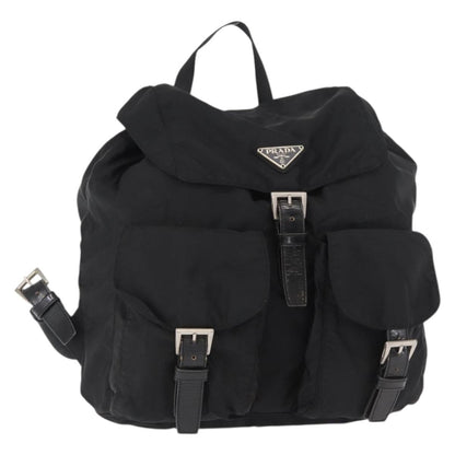 Prada Double Front Pocket Backpack Tessuto, BLACK, NYLON, Backpack