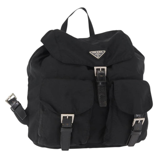 Prada Double Front Pocket Backpack Tessuto, BLACK, NYLON, Backpack