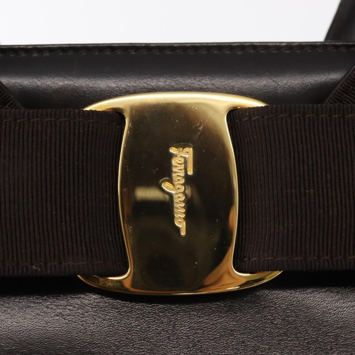 Salvatore Ferragamo Convertible Vara Bow Tote Leather, BROWN, LEATHER, Handbag