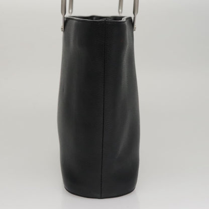 Chanel Vintage Metal Ring Tote Leather, BLACK, LEATHER, Tote bag