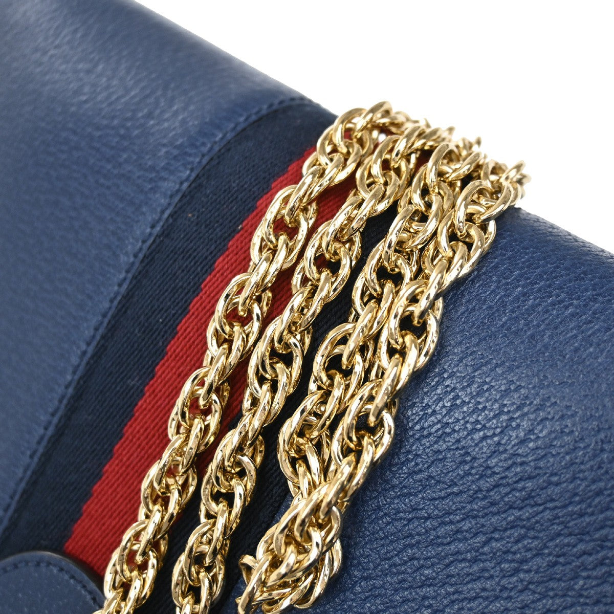 Gucci Ophidia Chain Shoulder Bag Leather, NAVY, LEATHER, Shoulder bag