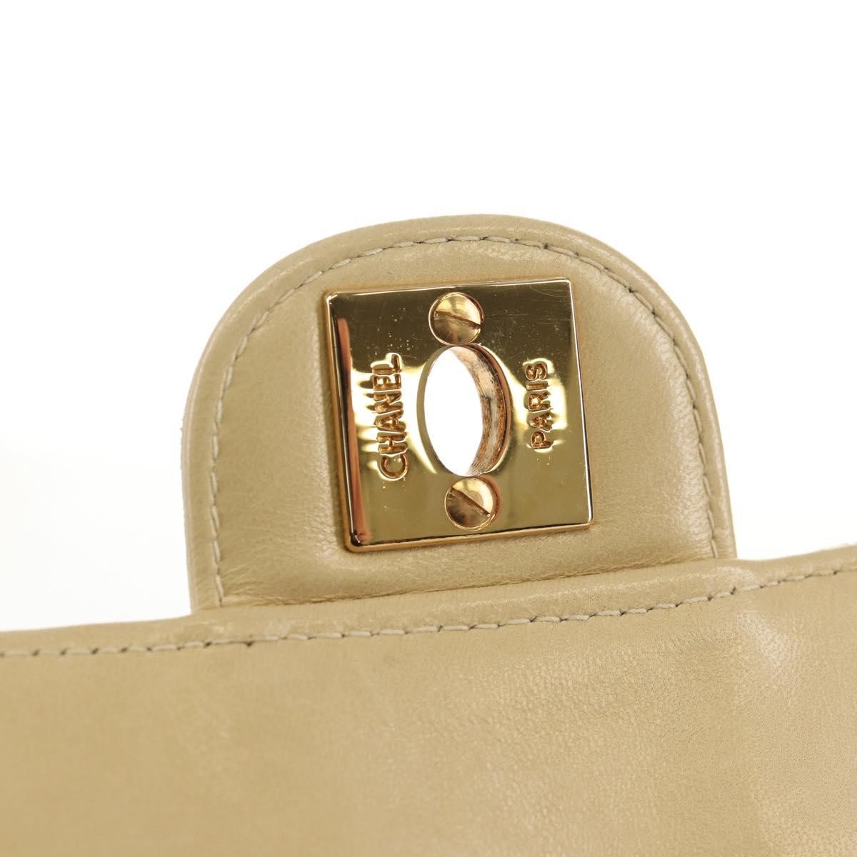 Chanel Chain Flap Shoulder Bag Quilted Lambskin, BEIGE, LEATHER, Shoulder bag