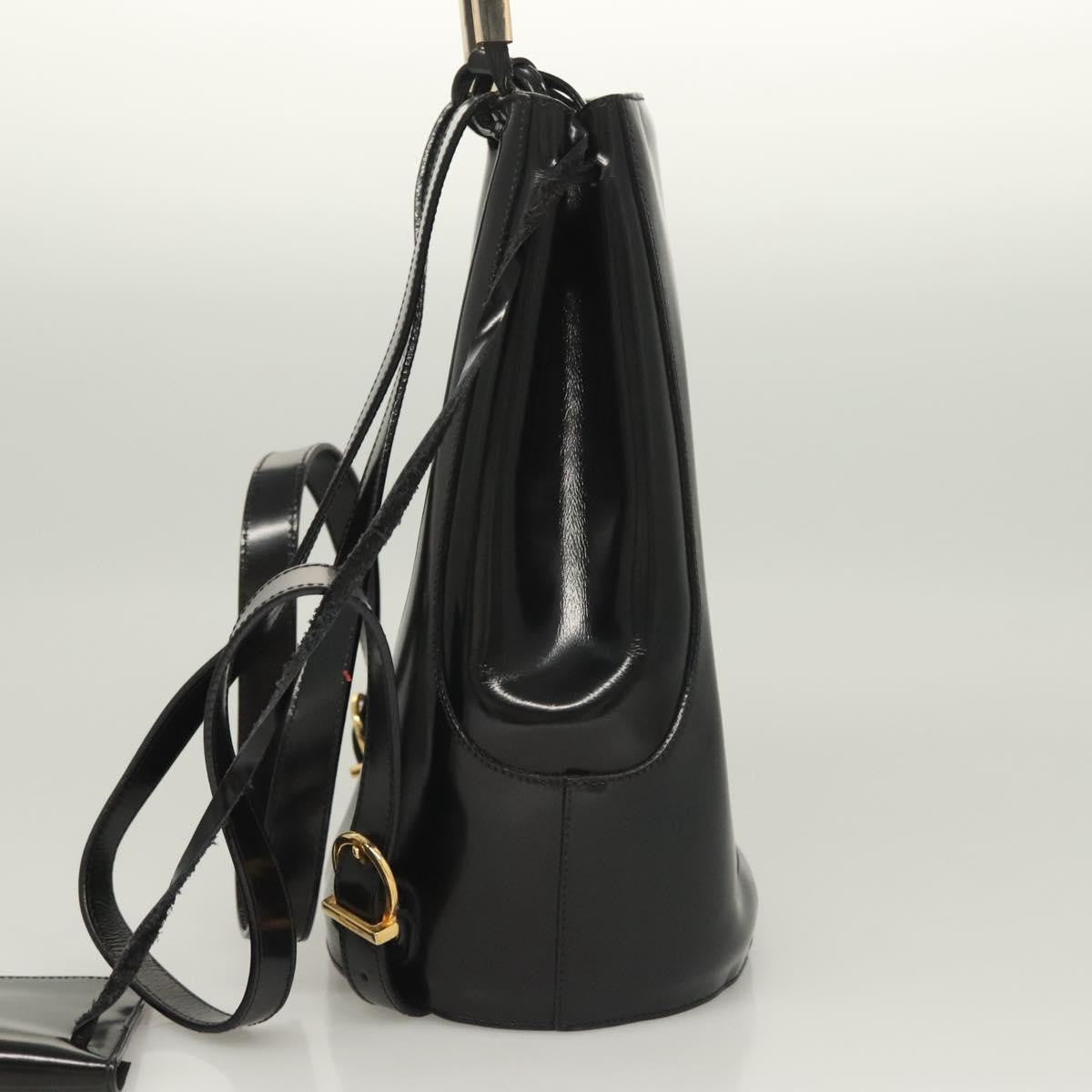 Salvatore Ferragamo Vintage Gancini Backpack Patent Leather, BLACK, PATENT_LEATHER, Backpack