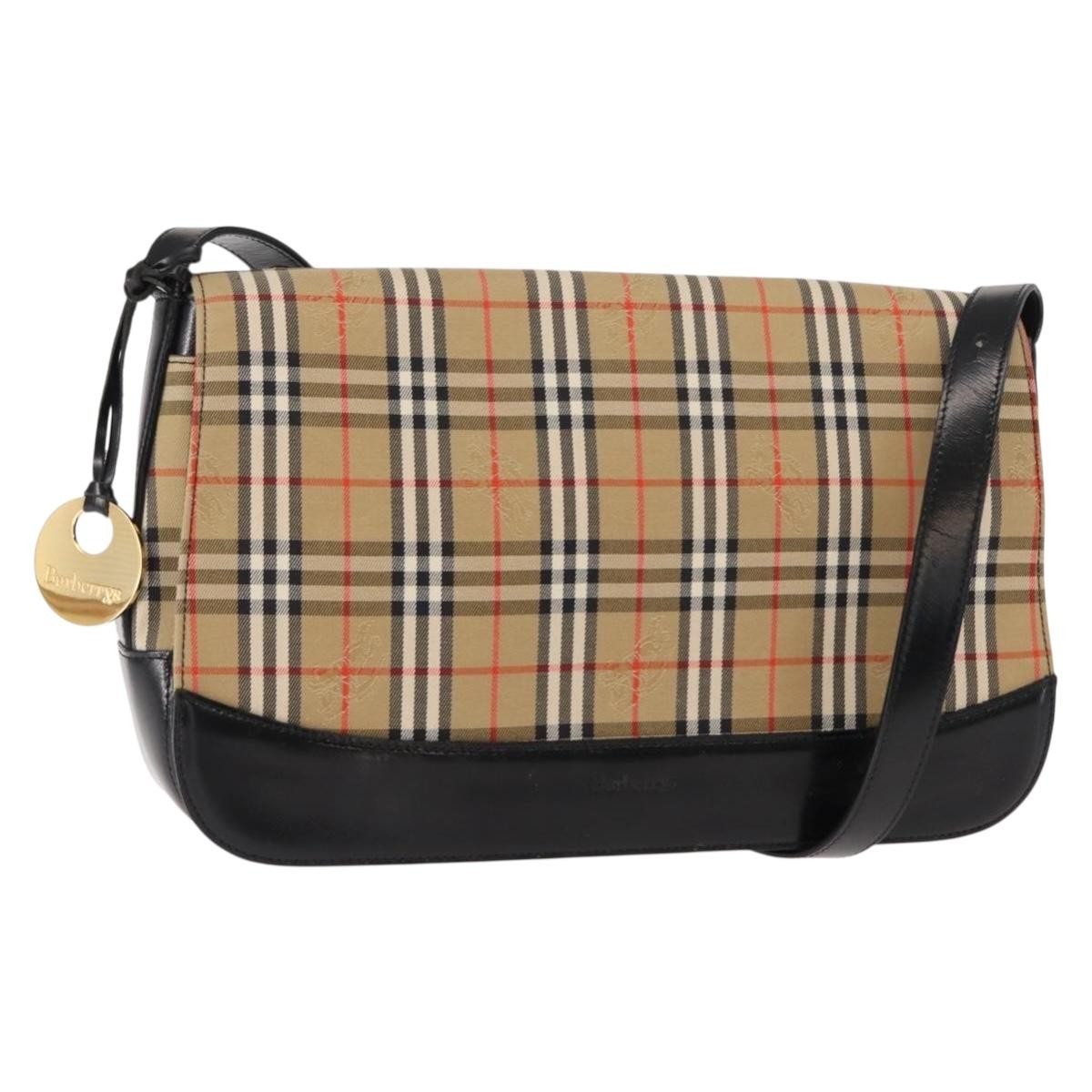 Burberry Nova check Shoulder bag Canvas, BEIGE, CANVAS, Shoulder bag