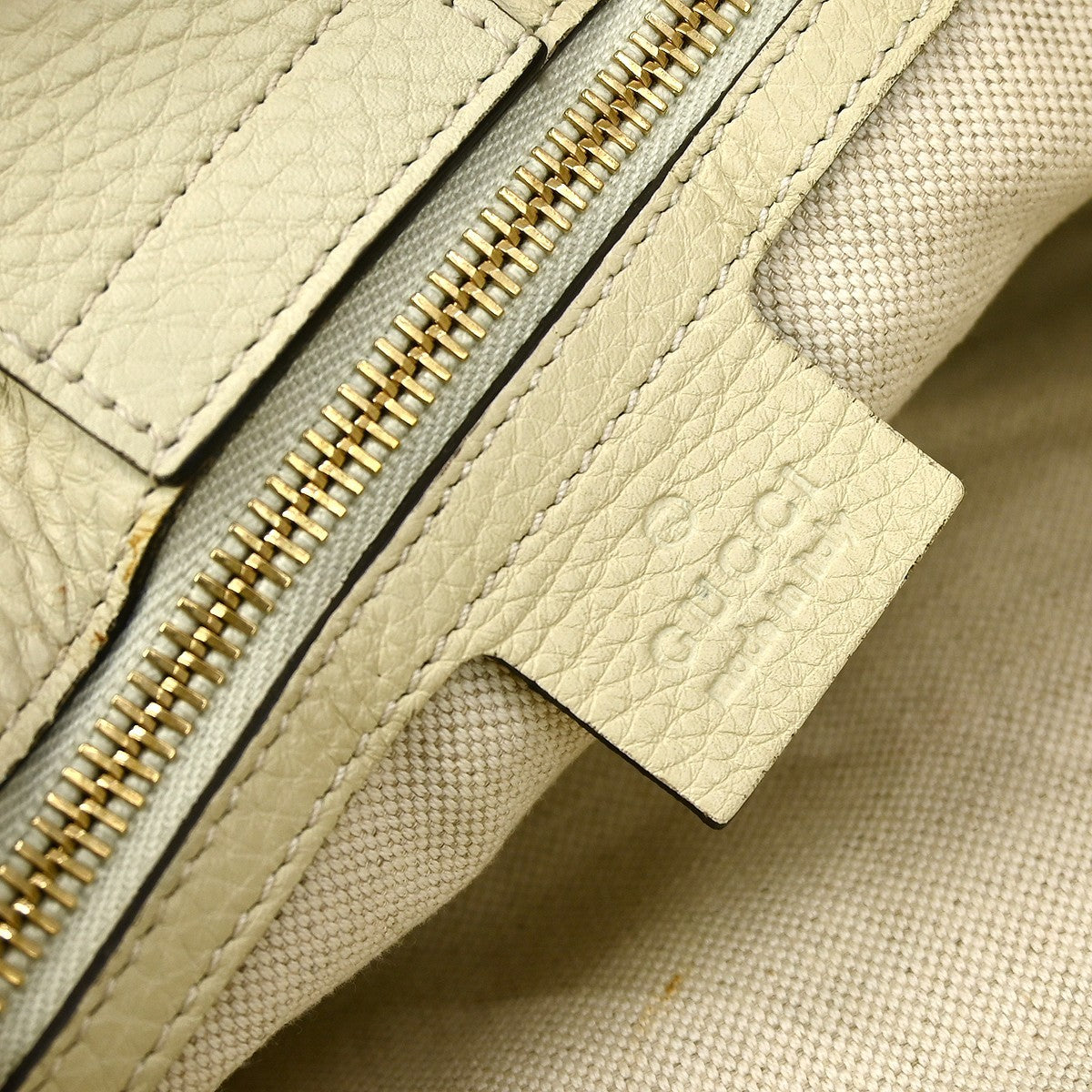 Gucci Bamboo Shopper Tote Leather, ECRU, LEATHER, Tote bag