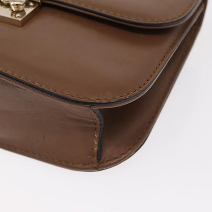 Valentino Garavani Rolling Rockstud Glam Lock Shoulder Bag Leather, BROWN, LEATHER, Shoulder bag