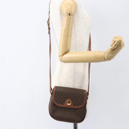 Celine Vintage Macadam Shoulder Bag Canvas and Leather, BROWN, CANVAS, Shoulder bag