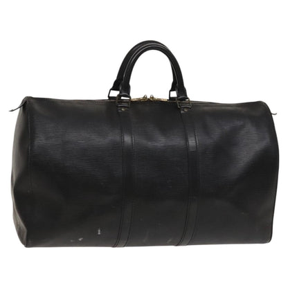 Louis Vuitton Keepall Bag Epi Leather, BLACK, LEATHER, Travel bag