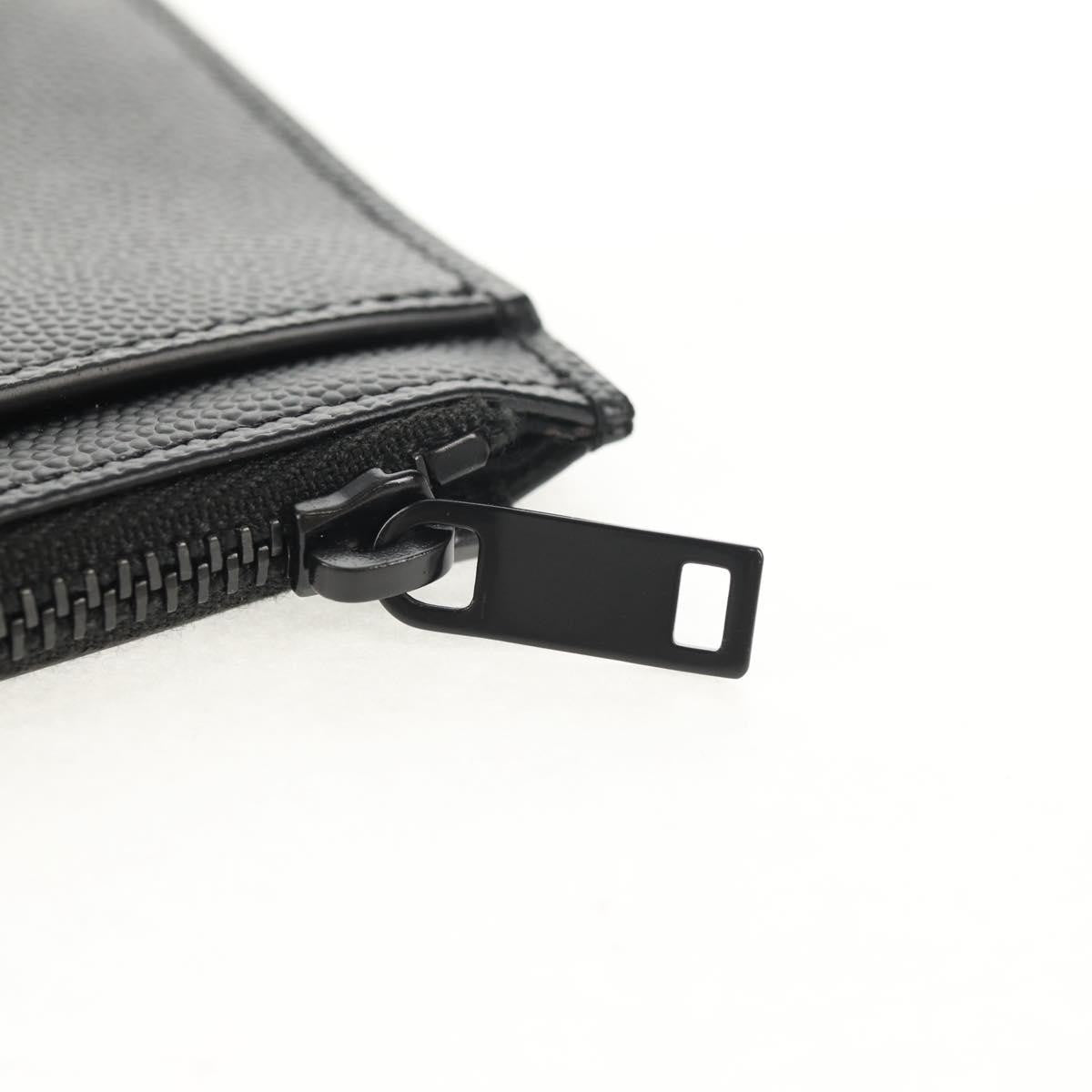 Saint Laurent Classic Monogram Zip Bill Pouch Leather, BLACK, LEATHER, Clutche & pouche