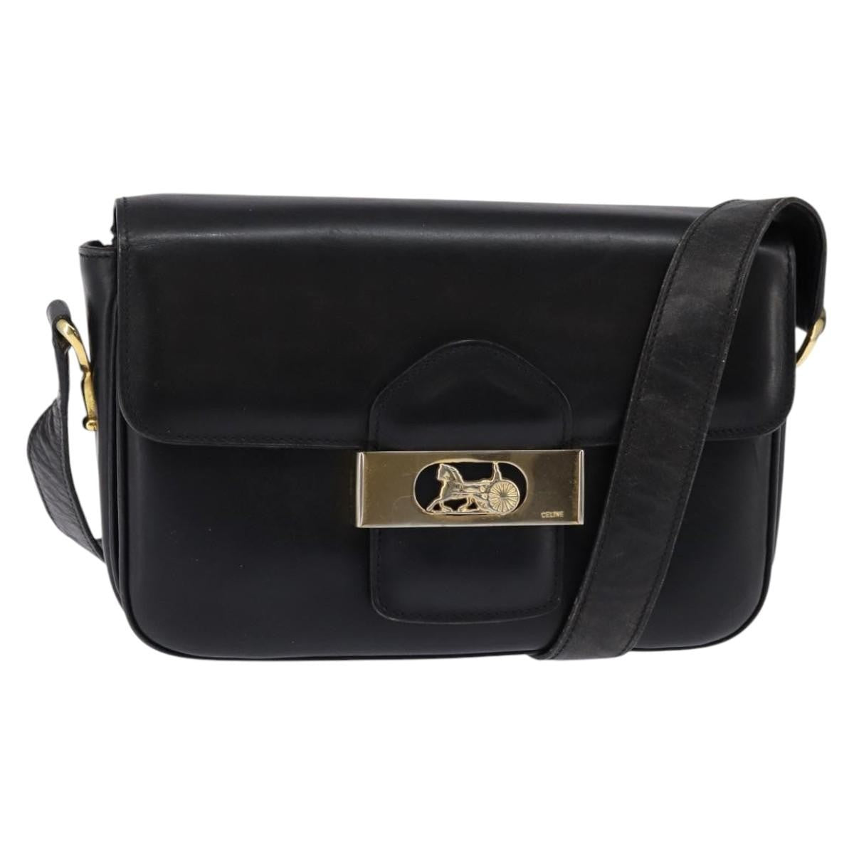 Celine Horse Carriage Shoulder bag Leather, BLACK, LEATHER, Shoulder bag