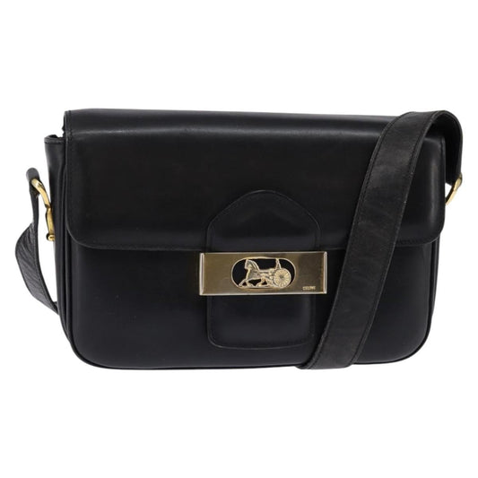 Celine Horse Carriage Shoulder bag Leather, BLACK, LEATHER, Shoulder bag