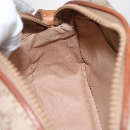 Celine Vintage Macadam Shoulder Bag Canvas and Leather, BEIGE, CANVAS, Shoulder bag