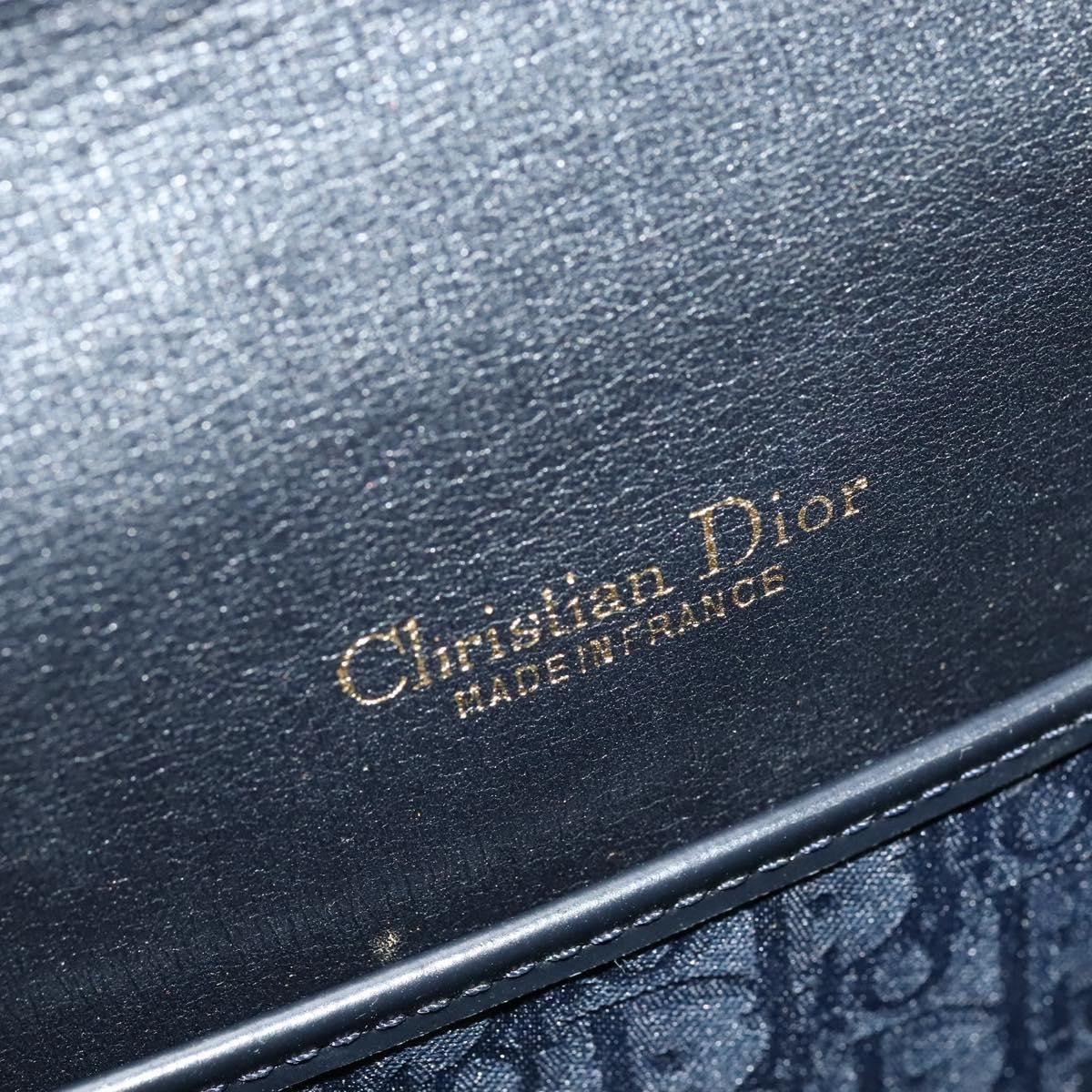 Christian Dior Vintage Trotter Shoulder Bag Embroidered Diorissimo Canvas, NAVY, CANVAS, Shoulder bag