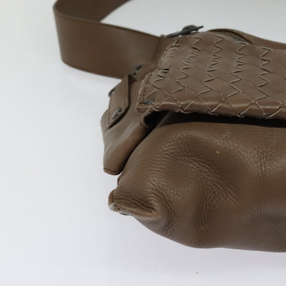 Bottega Veneta Zip Pocket Waist Bag Leather with Intrecciato, BROWN, LEATHER, Clutche & pouche
