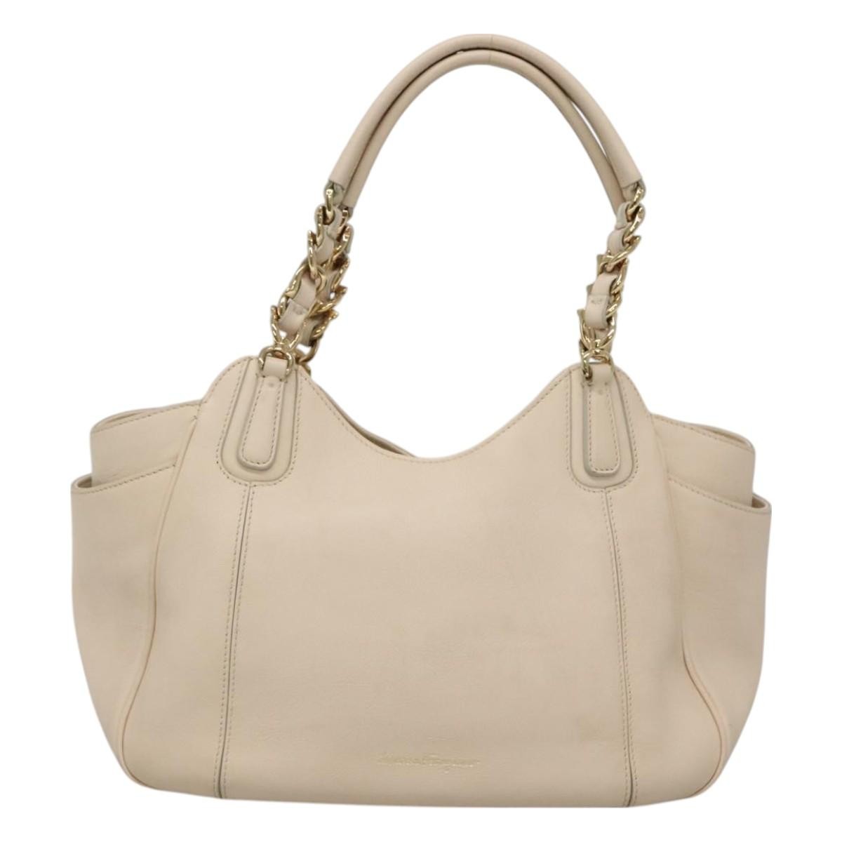 Salvatore Ferragamo Melinda Tote Leather, BEIGE, LEATHER, Tote bag