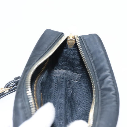 Prada Wristlet Zip Pouch Tessuto, BLACK, NYLON, Clutche & pouche