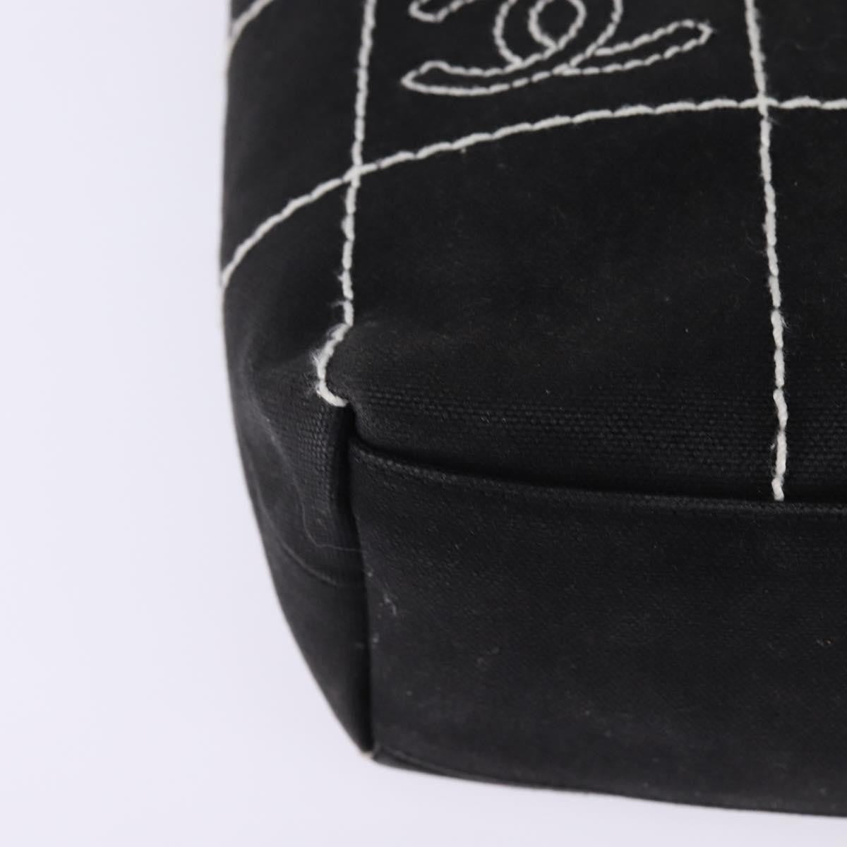 Chanel Chocolate Bar CC Logo Tote Canvas, BLACK, CANVAS, Tote bag